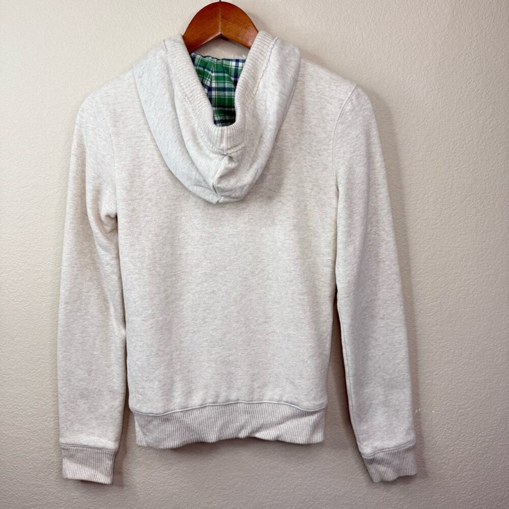 AERO Y2K Creme Hoodie Logo Sherpa Lined Full Zip Pockets Women’s Sz S - Picture 2 of 15